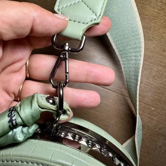 Mint Green Croc-Embossed Mini Bag - Picture 15 of 16